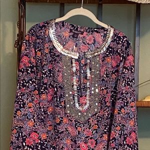 Beautiful, tunic; gorgeous beaded neckline